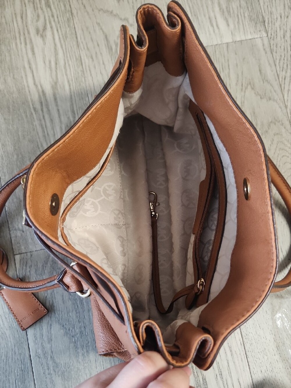 Michael Kors Cognac Leather Satchel with Gold Hardware - Picture 8 of 11